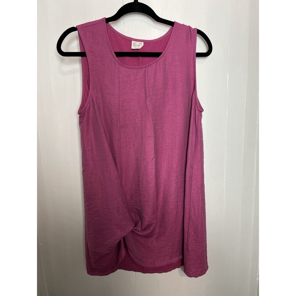 Et Lois Pink Tunic Top Made In USA Size XS Twist Knot Oversized Sleeveless